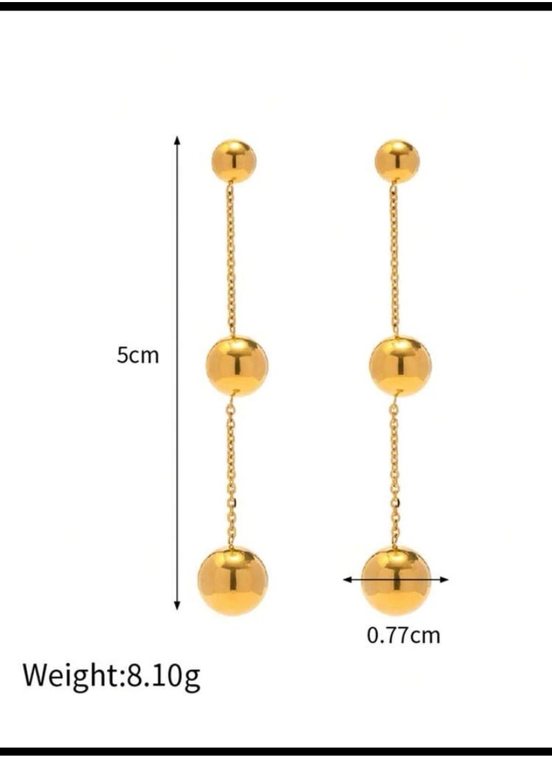 Dangle Charms - Luxury & Elegant Stainless Steel Gold Plated Earrings For Women - Image 1