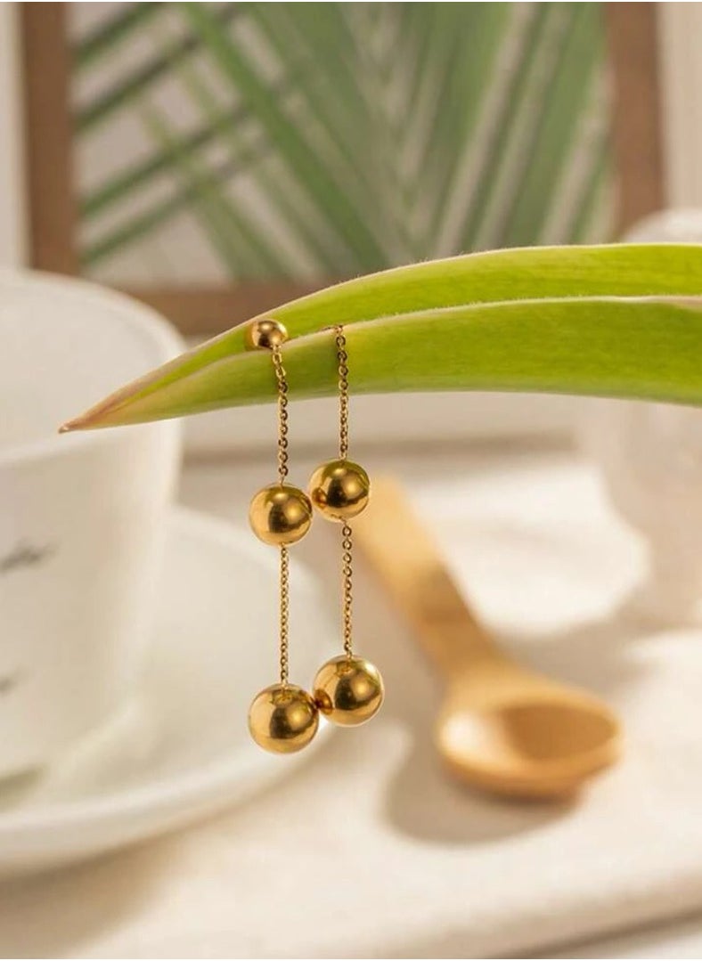 Dangle Charms - Luxury & Elegant Stainless Steel Gold Plated Earrings For Women - Image 1