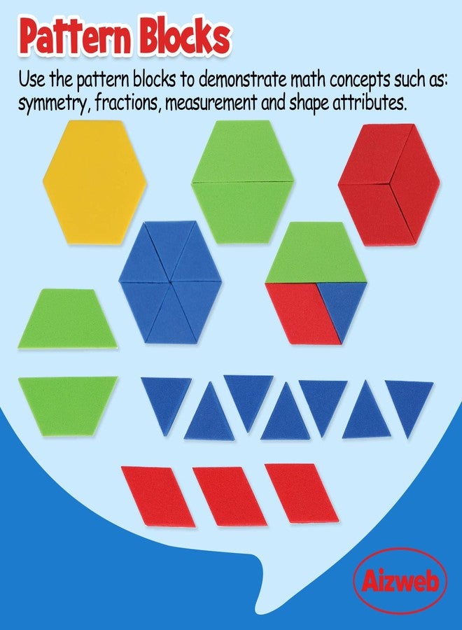 Aizweb Take Home Versatile Math Manipulatives Kit for Kids Grade K-3,With Ten-Frames,Base Ten Blocks,Math Counters,Number Line,120 Number Chart,Pattern Blocks,Homeschool Supplies (Develops Early Math Skills) - Image 5