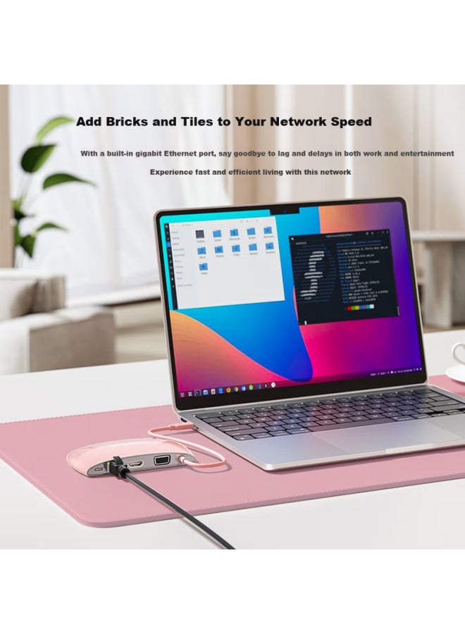 Acasis Full Power Type-c To Usb-c 3.0 Card Reader Thunderbolt 4 Expansion Dock Splitter Hdmi Network Cable Adapter Hub Universal For Apple 15 Macbook Huawei Laptops Pink - Image 4