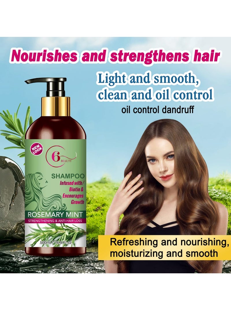 6 BEAUTY - Shampoo Rosemary Mint 500 ML - Image 1
