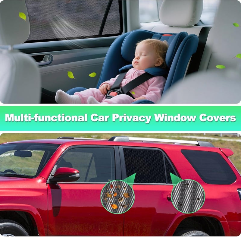 ستائر نوافذ السيارة لسيارة 4Runner 2011-2023 - ستارة شمسية للنافذة الجانبية الخلفية للأطفال، أغطية نوافذ خصوصية سيارة بشبكة قابلة للتنفس، حماية من الأشعة فوق البنفسجية وعزل ��راري للرحلات الطويلة، القيلولة، التخييم (قطعتان) - Image 4