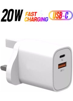 Generic USB C Plug Charger Fast Charging, 20W Type C PD Wall Charger Plug Power Adaptor Compatible with iPhone and Android Phones Laptops, 3.0 A (White)  - Image 1