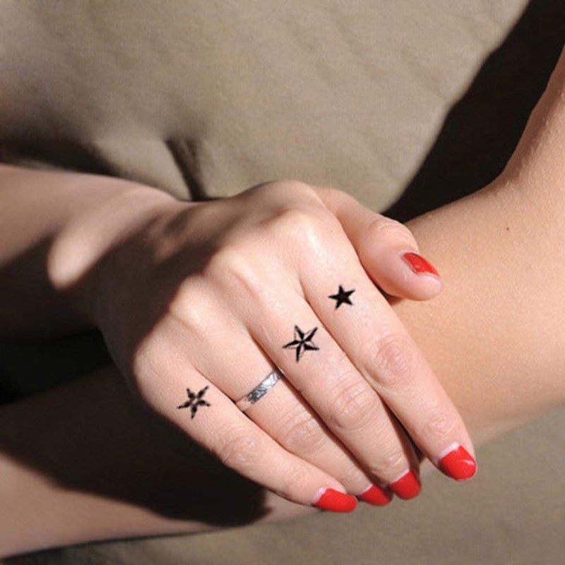 Yesallwas Cute Black Moon Sky Stars Temporary Tattoo for Women Body 6 sheet Art Fake Tattoo Stickers - Image 4