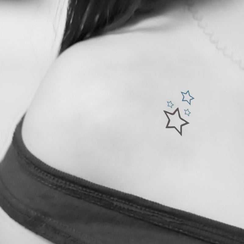 Yesallwas Cute Black Moon Sky Stars Temporary Tattoo for Women Body 6 sheet Art Fake Tattoo Stickers - Image 5