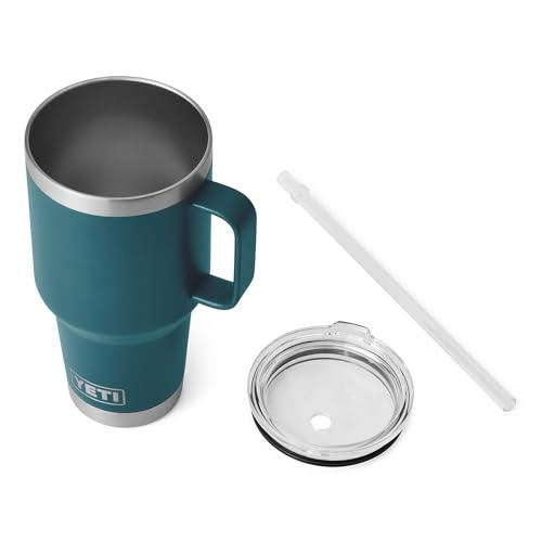 YETI Rambler 35 oz Tumbler with Handle and Straw Lid, Travel Mug Water Tumbler, Vacuum Insulated Cup with Handle, Stainless Steel, Agave Teal - Image 4