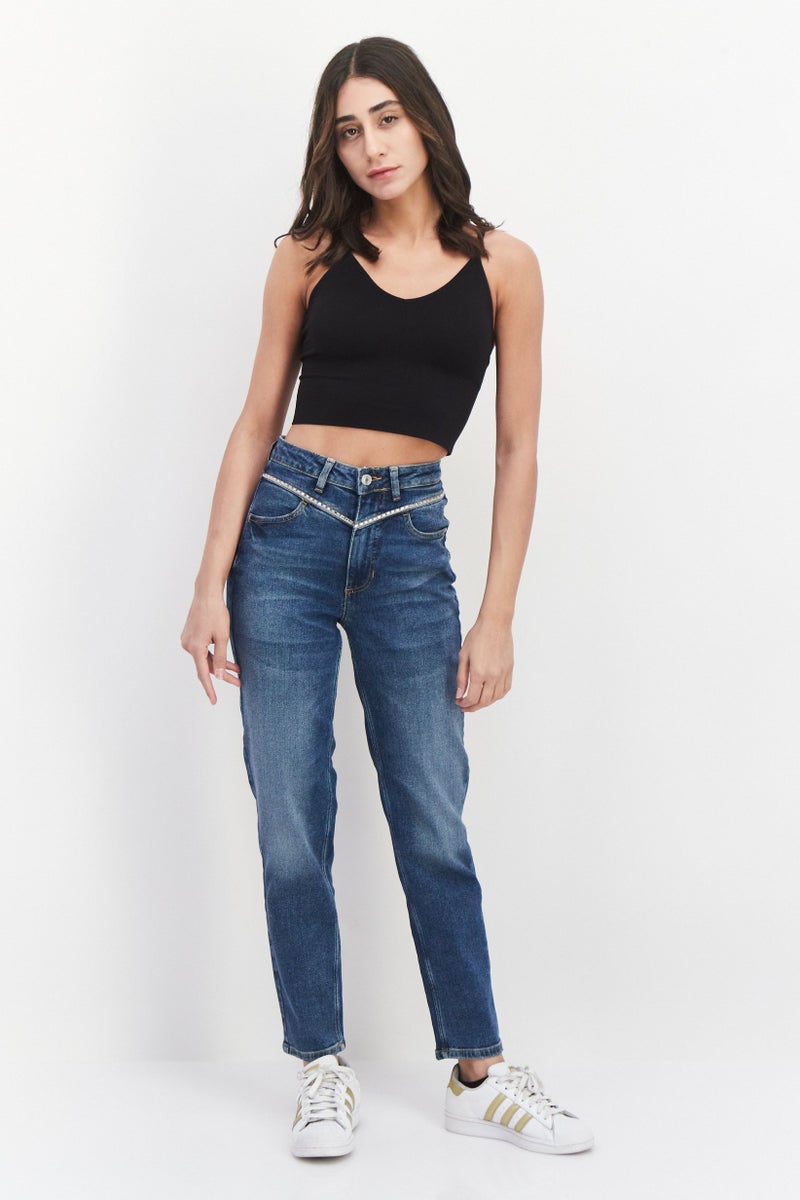 GUESS جينز نسائي بقصة ضيقة وقابل للتمدد، أزرق - Image 2