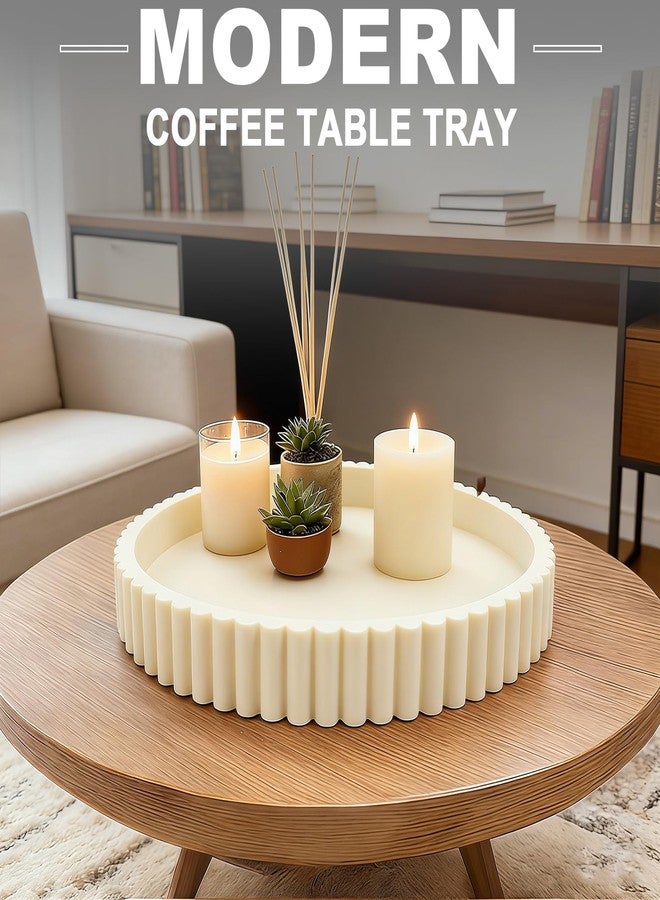 HUGZNLFEI Round Decorative Tray for Coffee Table Decor - Resin Modern Table Centerpieces Decorative Trays for Kitchen, Dining, Living Room, Home Decor Housewarming Gift - Gray - Image 3
