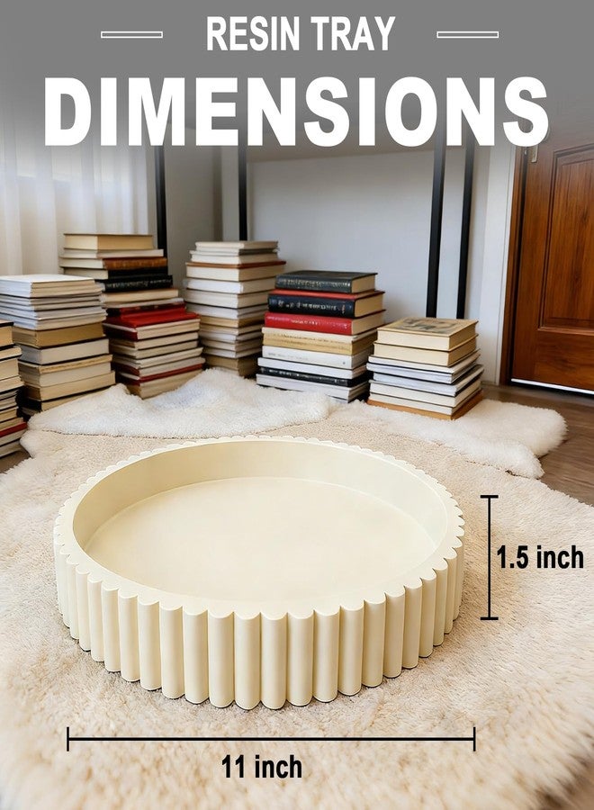 HUGZNLFEI Round Decorative Tray for Coffee Table Decor - Resin Modern Table Centerpieces Decorative Trays for Kitchen, Dining, Living Room, Home Decor Housewarming Gift - Gray - Image 2
