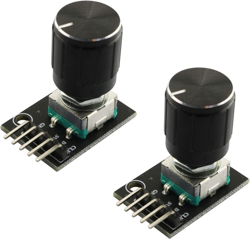 RLECS 2pcs Encoder Module Brick Sensor clickable Switch 360 Degree Rotary KY-040 with Knob Cap for Arduino - Image 1