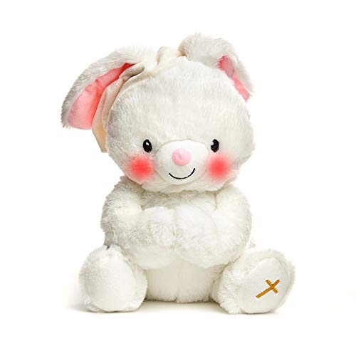 Cuddle Barn  Paws for Prayer Bunny  Animated Singing Bunny Stuffed Animal Plush Toy Prays Lights Up and Sings This Little Light of Mine 10 inches - Image 1