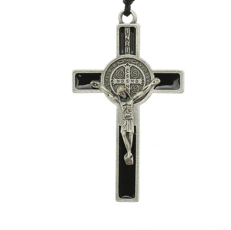 Intercession Hematite Rosary - Made in Brazil (St Benedict - On Cord - 8mm Beads) - Image 5