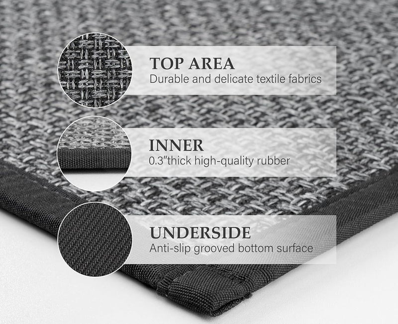 eqivei Kitchen Rugs Non Skid Washable Set of 2 PCS, Absorbent Runner Rugs for Kitchen, Farmhouse Weave Floor Mats in Front of Sink, 17.3"x 47"+17.3"x 29" (Inky) - Image 5