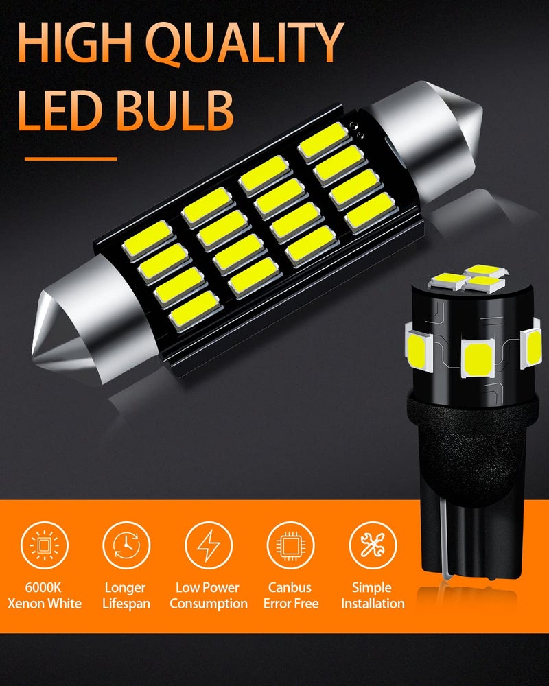 MEALAM White LED Bulbs Package Kit Compatible with 2007 2008 2009 2010 2011 2012 2013 2014 2015 2016 2017 Jeep Wrangler JK 2-Door Interior Light + License Plate Light and Install Tool, 7 Piece - Image 2
