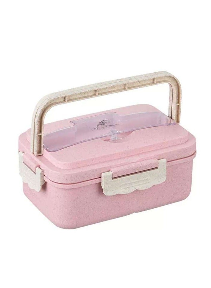 LINGWEI Bento Box, 3 Compartments 1300ml Lunch Box For Kids and Adults with Reusable Spoon and Fork, Leakproof Food Container for On the Go Meal - Image 3