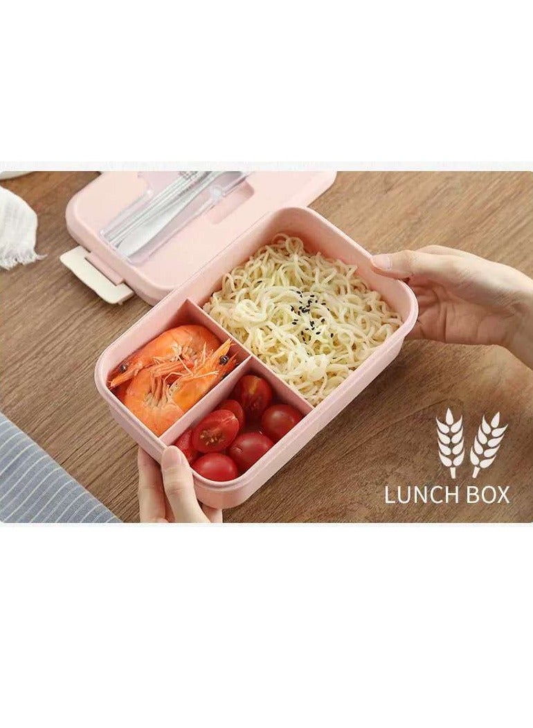 LINGWEI Bento Box, 3 Compartments 1300ml Lunch Box For Kids and Adults with Reusable Spoon and Fork, Leakproof Food Container for On the Go Meal - Image 5