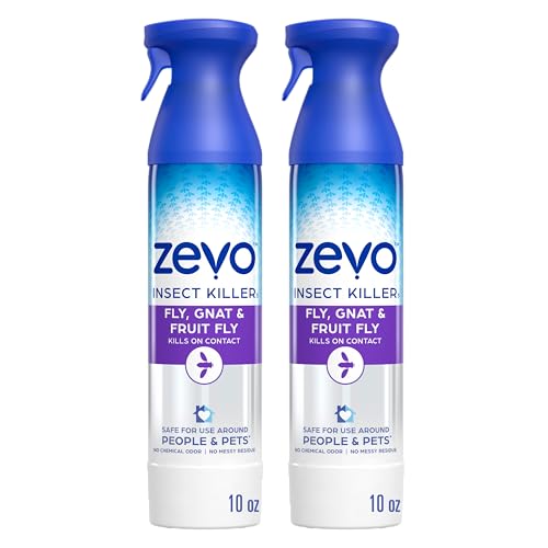 Zevo Flying Insect Killer Spray - Bug Spray for Home Use - Versatile Gnat, Mosquito, Fruit Fly Killer & More - with Rosemary & Cornmint Oil - for Indoor & Outdoor Use (2 Bottles) - Image 1