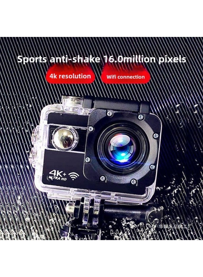 Generic Wireless WIFI Sports Camera 4K HD Riding Helmet Motorcycle Recorder DV Waterproof Snorkeling Underwater Camera-Body Color:Ultra-clear 4k High-end Version With Remote Control (black) Waterproof 30m - Full Set Of Accessories + 64g Memory  - Image 2