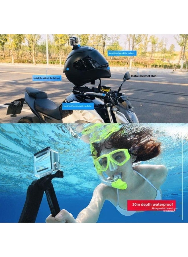 Generic Wireless WIFI Sports Camera 4K HD Riding Helmet Motorcycle Recorder DV Waterproof Snorkeling Underwater Camera-Body Color:Ultra-clear 4k High-end Version With Remote Control (black) Waterproof 30m - Full Set Of Accessories + 64g Memory  - Image 4