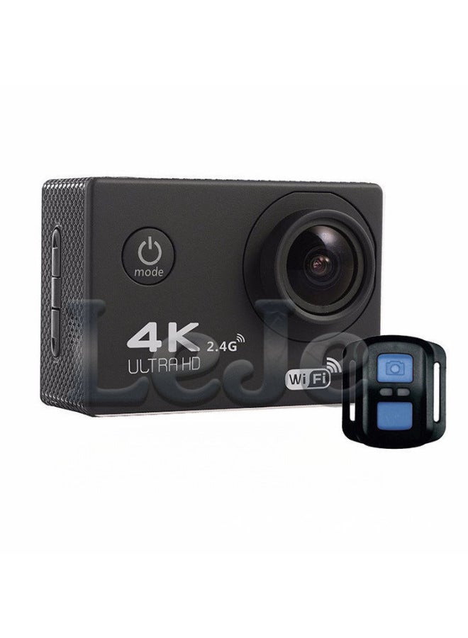 Generic Wireless WIFI Sports Camera 4K HD Riding Helmet Motorcycle Recorder DV Waterproof Snorkeling Underwater Camera-Body Color:Ultra-clear 4k High-end Version With Remote Control (black) Waterproof 30m - Full Set Of Accessories + 64g Memory  - Image 1