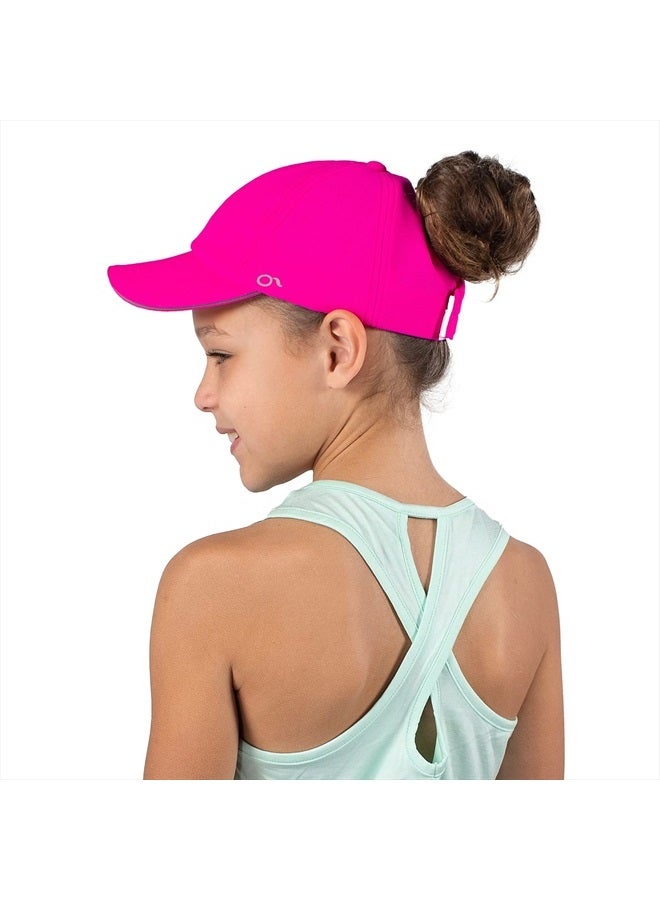 Ponyflo Original Kids Active Ponytail and Messy Bun Pony Cap with Full Back Opening - Image 1