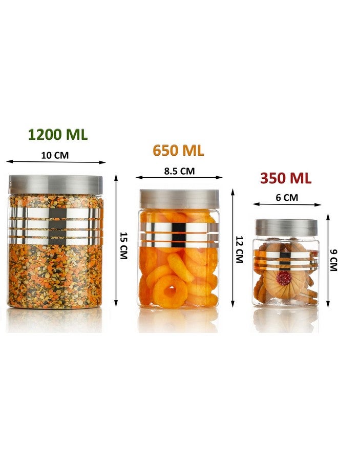 HAPPI Multipurpose Unbreakable Plastic Printed Silver Line Container Set Masala Box For Kitchen Storage Box For Spice, Pack of 18 (6 Pcs of Each 350ml, 650ml, 1200ml with 18 Spoons) - Image 4