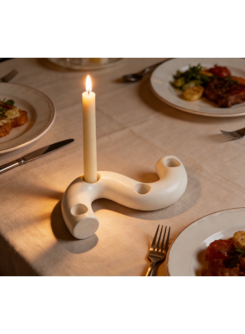 Firasa European-style simple romantic creative ceramic candlestick Ceramic Candle Holder White Ramadan Eid premium gift Home Decor - Image 1