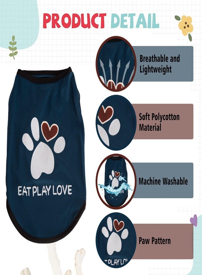 Lulala Printed Pet Shirt Summer Pet T Shirt Cool Puppy Dog T-Shirts Soft Breathable Dog Sweatshirt for Small Medium Dogs Cats (Heart Love Paw Pattern (Blue, 10 INCH) - Image 4