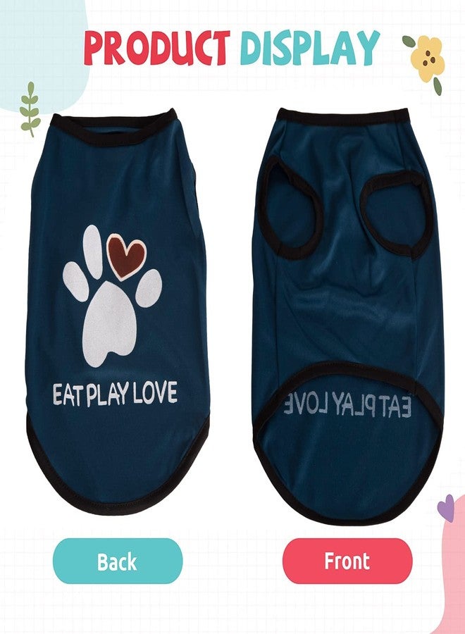 Lulala Printed Pet Shirt Summer Pet T Shirt Cool Puppy Dog T-Shirts Soft Breathable Dog Sweatshirt for Small Medium Dogs Cats (Heart Love Paw Pattern (Blue, 10 INCH) - Image 2