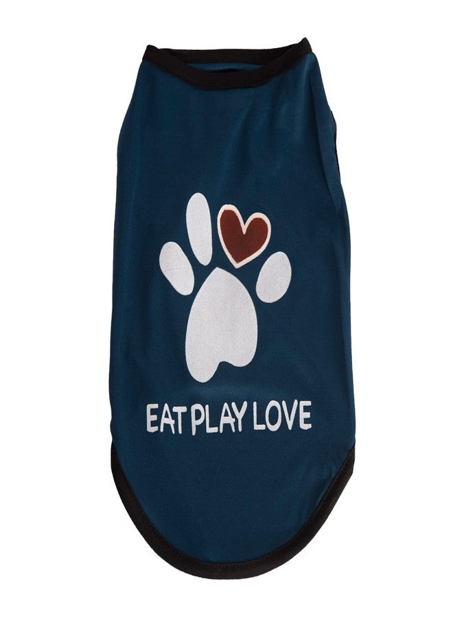 Lulala Printed Pet Shirt Summer Pet T Shirt Cool Puppy Dog T-Shirts Soft Breathable Dog Sweatshirt for Small Medium Dogs Cats (Heart Love Paw Pattern (Blue, 10 INCH) - Image 1
