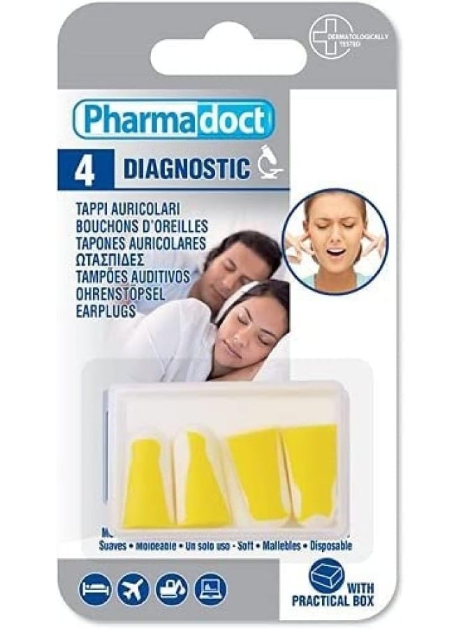 Pharmadoct Soft Antinoise Earplugs Set 4-Pieces in Clear Box, Yellow