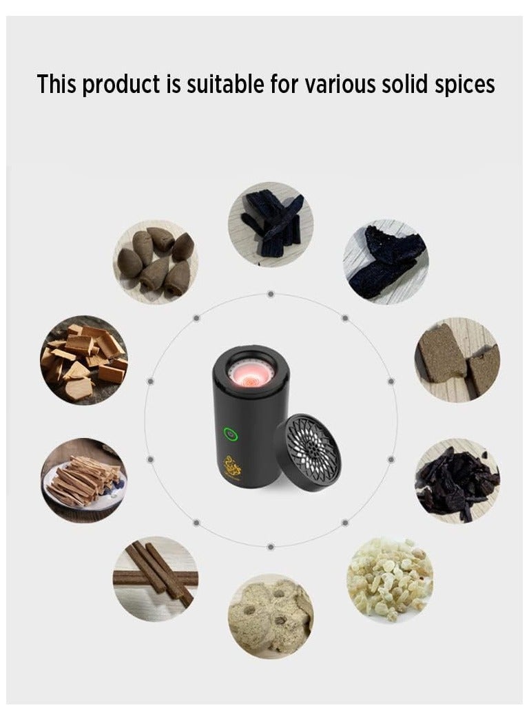 بخون مبخرة كهربائية صغيرة محمولة مزودة بمنفذ يو اي بي نافث للروائح العربية حامل بخور قابل لإعادة الشحن مبخرة تزيين منزلي - Image 5