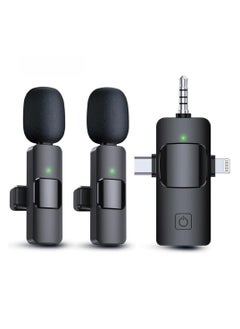 Generic Wireless Lavalier Microphone 3 in 1 for iPhone iPad iPhone 15 USB C Smartphone Computer Camera, Plug and Play Intelligent Noise Reduction Mini Mic for Vlog YouTube TikTok Live Streaming (MIC 2)  - Image 1