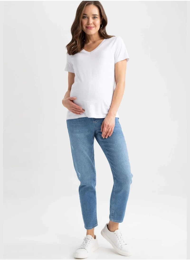 ديفاكتو Boyfriend Fit High Waisted Maternity Jeans