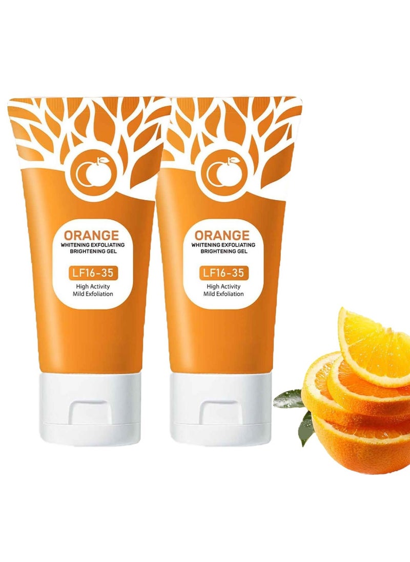 Orange Exfoliating Moisturizer Face Body Scrub Gel, Orange Exfoliating Gel Scrub for Face Body Skin, Orange Peeling Gel Face Scrub Deep Cleansing Moisturizing Facial Exfoliator (2 PCS) - Image 1