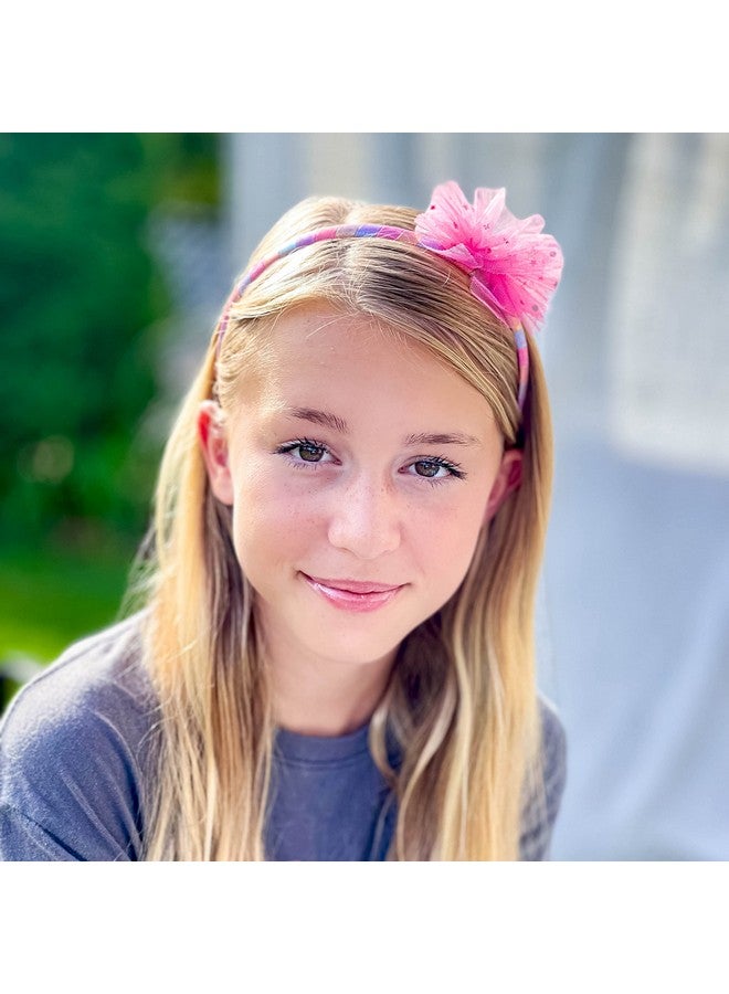 Loquat 3 Tulle Bow Headbands For Girls, Cute Sparkly Metallic Bow Hair Bands For Kids, Headband Hair Bow For Children, Little Girl Hair Accessories, Confetti Bow Head Band For Girls - Image 2