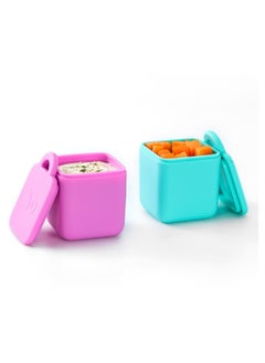 Omielife Omie Dip Containers, Set of 2-Pink and Teal  - Image 1