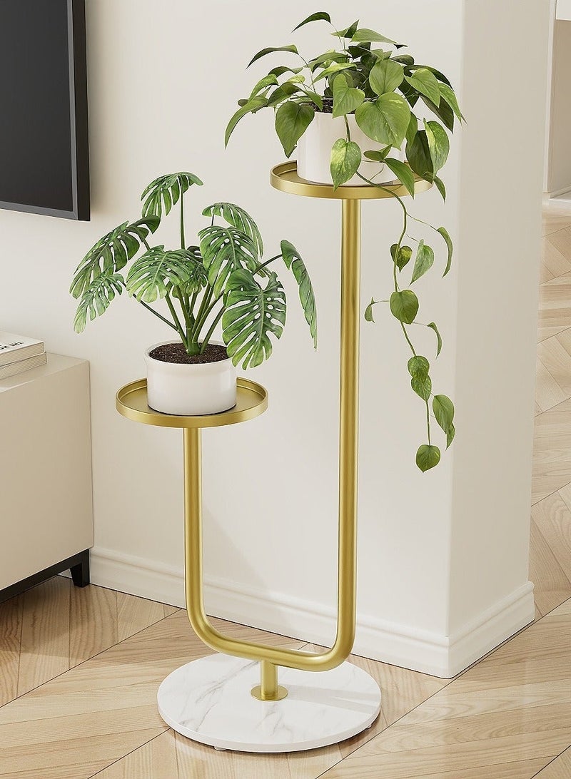 WALALLA 2-Tier Tall Indoor Plant Stand, Modern Plant Shelf for Houseplants, Corner Plant Stand, Shelf for Living Room, Bedroom, Patio Decoration - Image 1