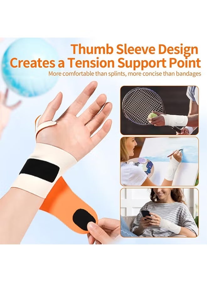2 PCS Ultra Thin Wrist Brace for Carpal Tunnel, Massage with Raised Spots Elastic Wrist Wraps for Arthritis and Tendonitis, Wrist Straps Support, Pain Relief, Compression and Support for Fitness Enthusiasts (Beige Orange) - Image 4