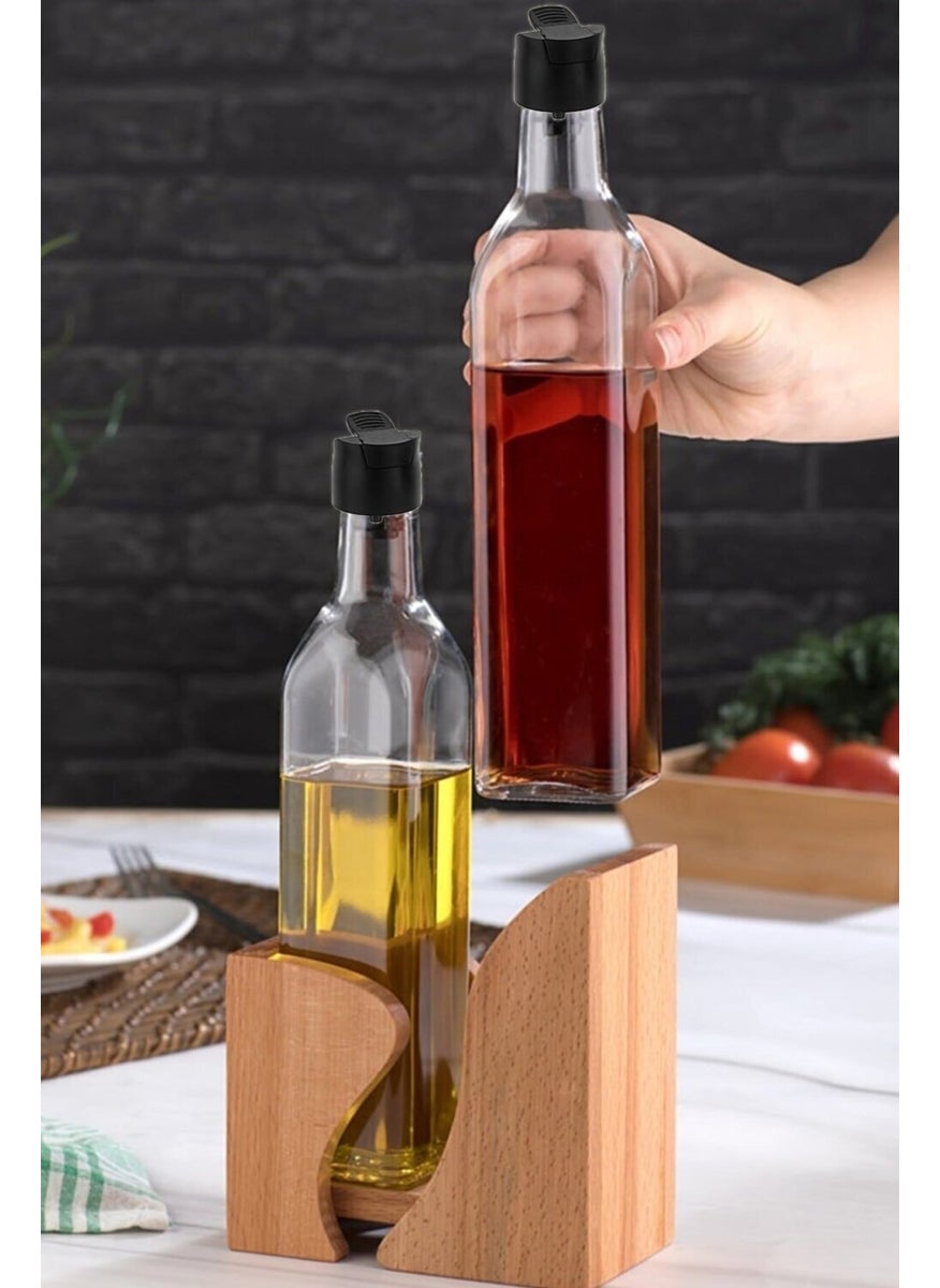 2-pack Oil Vinegar Glass Bottle with Wooden Stand Gloria Glass Oil Pot Sauce Bowl 500 cc - pzsku/Z07E22E138CAB069A982EZ/45/_/1730837804/dd129bf8-5f90-460c-adb2-8a4a782e83c8