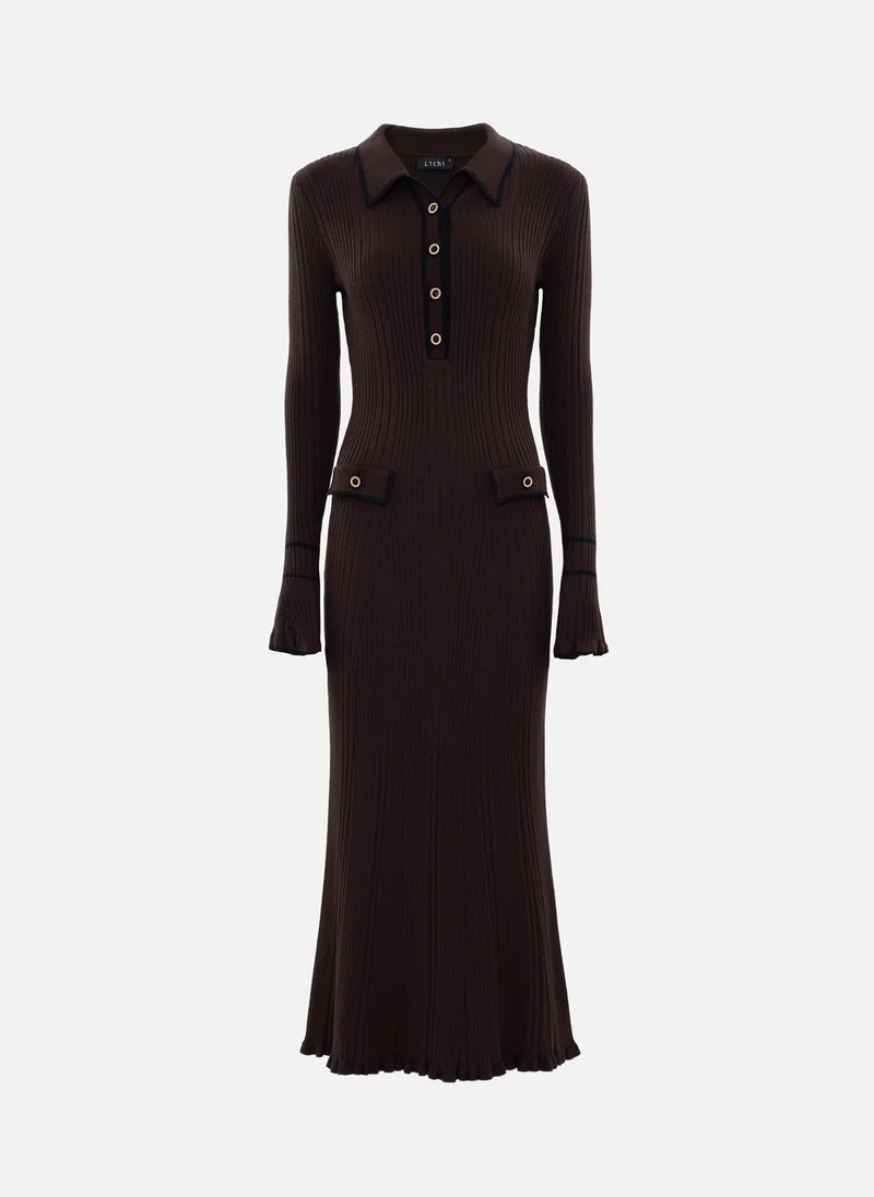 ليتشي فستان ماكسي ضيق ومضلع