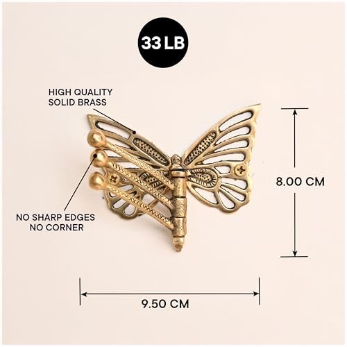 Indian-Shelf Indian Shelf Brass Butterfly Swivel Tri Arm Hook Foldable Decorative Wall Hooks 3 Prong Wall Hooks Vintage Towel Hooks Gold Coat Hooks Robe Hook Folding Coat Hooks Hangers - Image 3