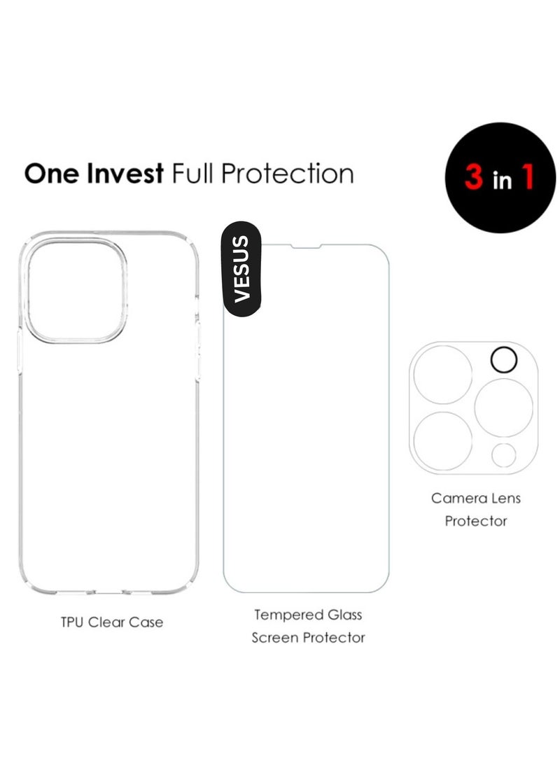 vesus For iphone 16 Plus Case,Clear Cover with 1Pcs Screen Protector 1Pcs Lens Protector,Cleaning Kit,Shockproof Case Military Grade Protection Bumper Case Cover for iPhone 16 Plus(Transparent) - Image 3