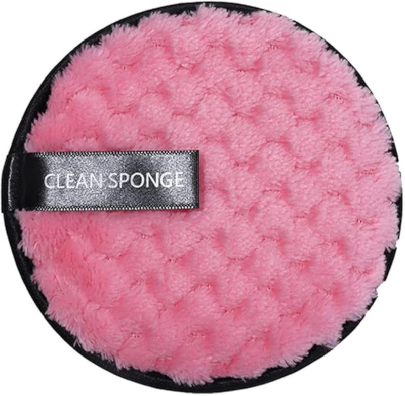 Hermania Large Lazy Makeup Remover Pad Reusable Microfiber Clean Sponge Washable Makeup Removing Double Side Towel Wipe Cloth Cosmetic Face Puff Cleaning Sponge Magic Makeup Eraser (Large 12cm, Pink)