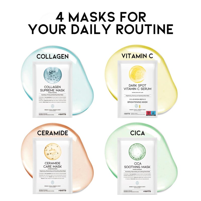 #OOTD 50Combo Korean Face Sheet Mask Gift Pack, Hydrating, Calming, Brightening, Smooting, Rejuvenating, EVE Vegan, Cica, Hyaluron, Retinol, Ceramide, Collagen - Image 2