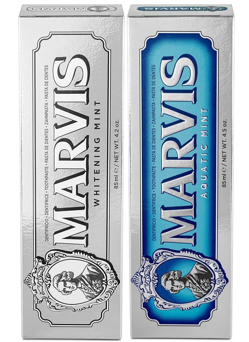 Marvis Marvis Aquatic Mint 85 ml And Marvis Whitening Toothpaste Mint 85ml  - Image 1