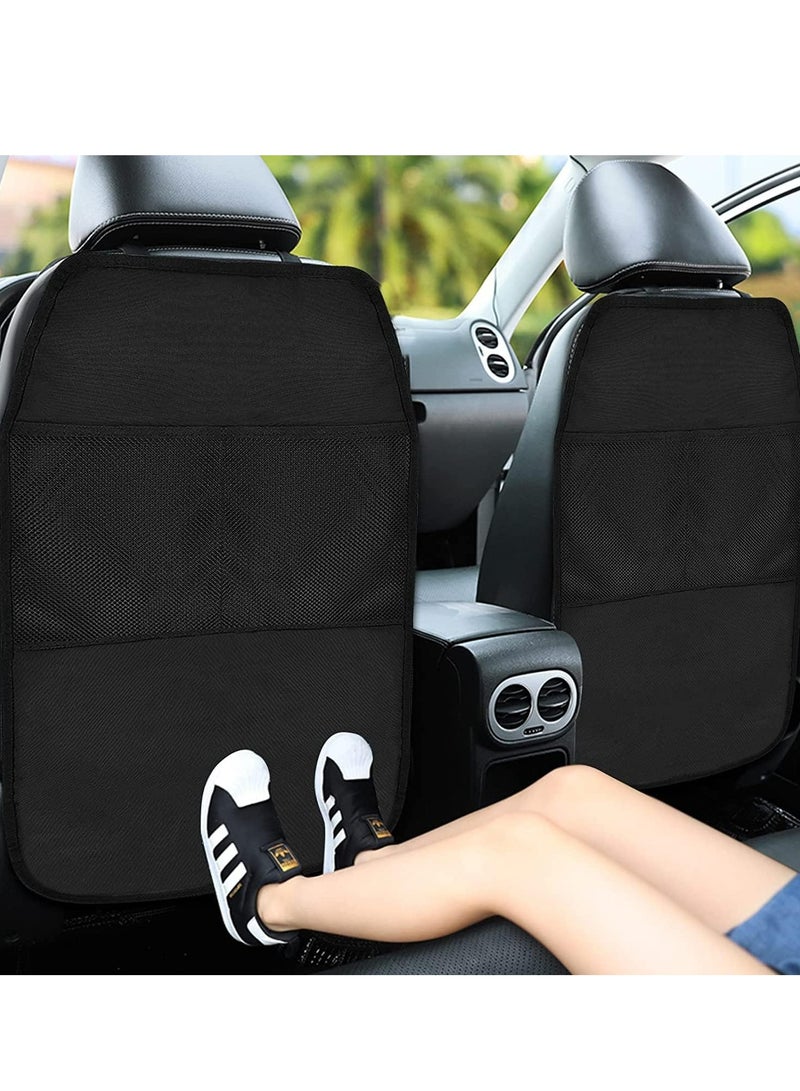 Loquat Car Seat Kick Mats, 2-Pack, with Adjustable Strap, Mesh Pockets, Protects from Stains, Mud, Scratches - Image 1