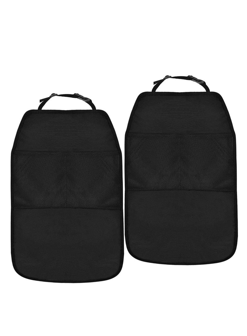 Loquat Car Seat Kick Mats, 2-Pack, with Adjustable Strap, Mesh Pockets, Protects from Stains, Mud, Scratches - Image 2