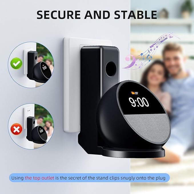 Wall Mount for Echo Spot, Echo Spot Wall Mount Speaker Stand Holder No Screws and Drill Needed Cable Hidden Storage (Echo Spot Black) - Image 3