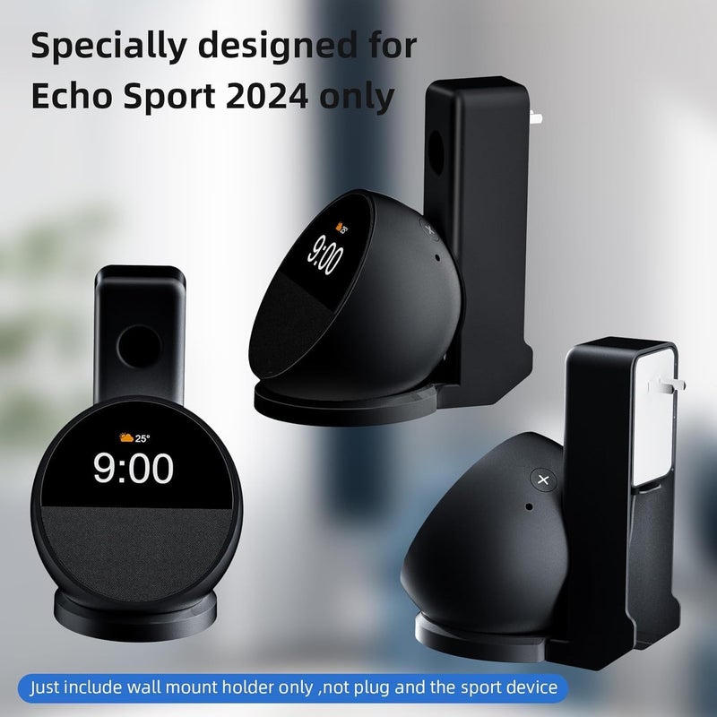 Wall Mount for Echo Spot, Echo Spot Wall Mount Speaker Stand Holder No Screws and Drill Needed Cable Hidden Storage (Echo Spot Black) - Image 5
